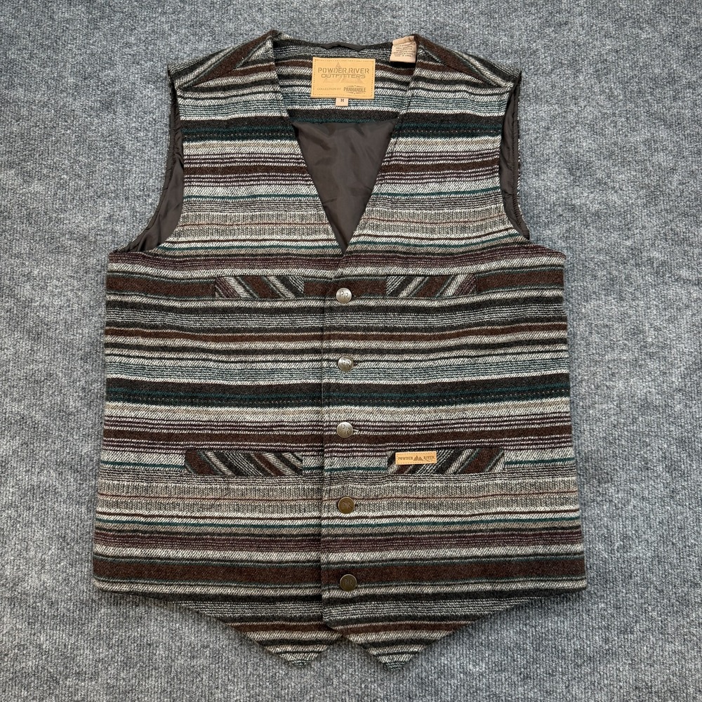 Powder River Outfitters Men's Striped Wool Blend Vest M Western Brown